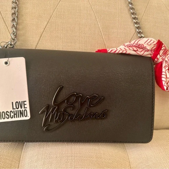 Love Moschino Black Shoulder Bag with Bow - Picture 2 of 5